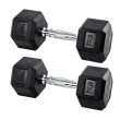 Par Halteres 7kg + 7kg Dumbbell Sextavado Emborrachado Pegada Cromada Gallant (GDB07F3B-PT)