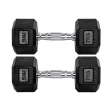 Par Halteres 7kg + 7kg Dumbbell Sextavado Emborrachado Pegada Cromada Gallant (GDB07F3B-PT)